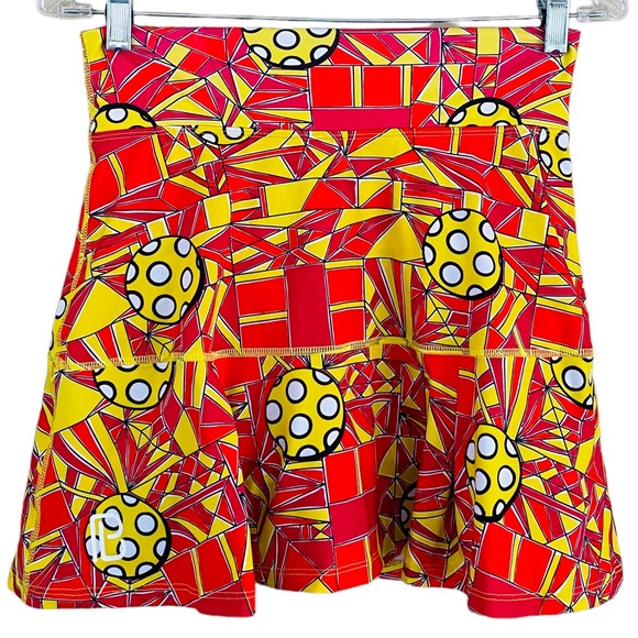 Pickleball Bella Colorful Red and Yellow Angle 1 Shot Functional Skort Sz Small - Picture 8 of 12
